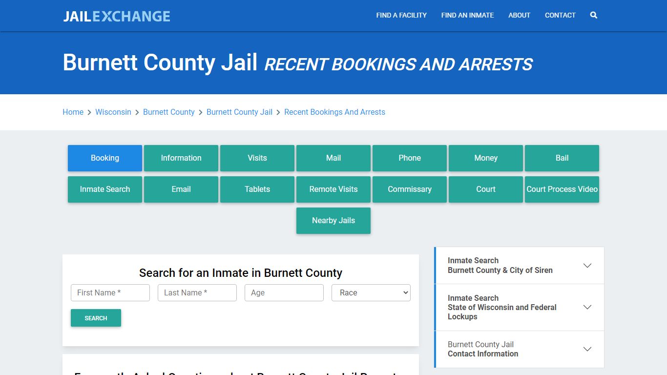 Burnett County Jail Recent Bookings And Arrests - Jail Exchange